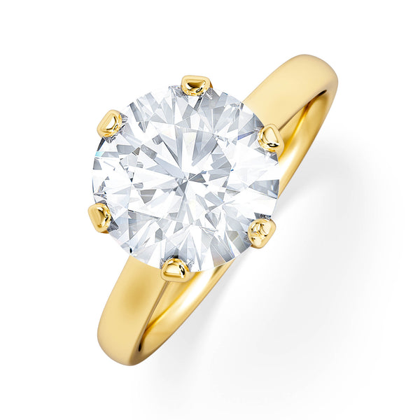 Low Set Chloe 3.00ct Lab Diamond Round Cut Engagement Ring in 18K Yellow Gold G/VS1